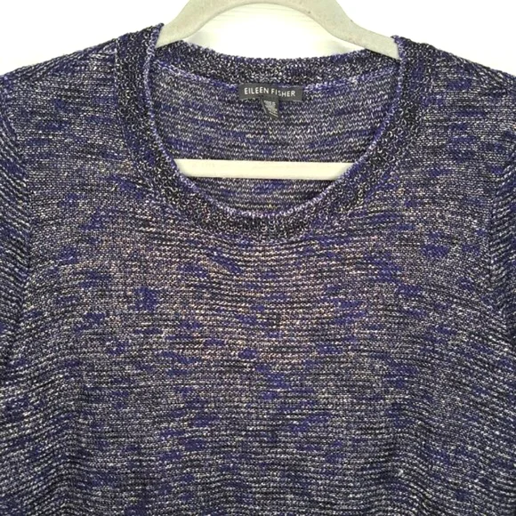Eileen Fisher Blue Linen Blend Pullover Size Medium - Picture 3 of 6